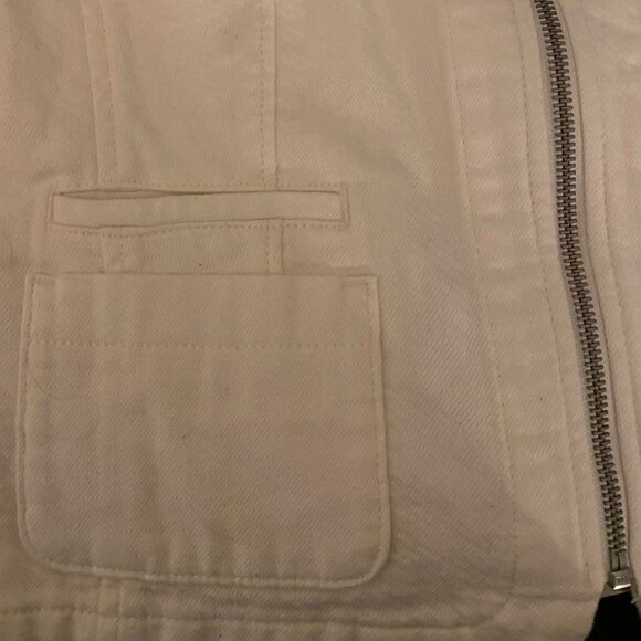 LOFT Cream Cotton Zip Up Blazer Size 8 - Picture 7 of 12